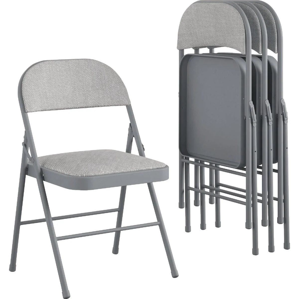 Superior COSCO Premium Gray Fabric Padded Metal Folding Chair User-Friendly