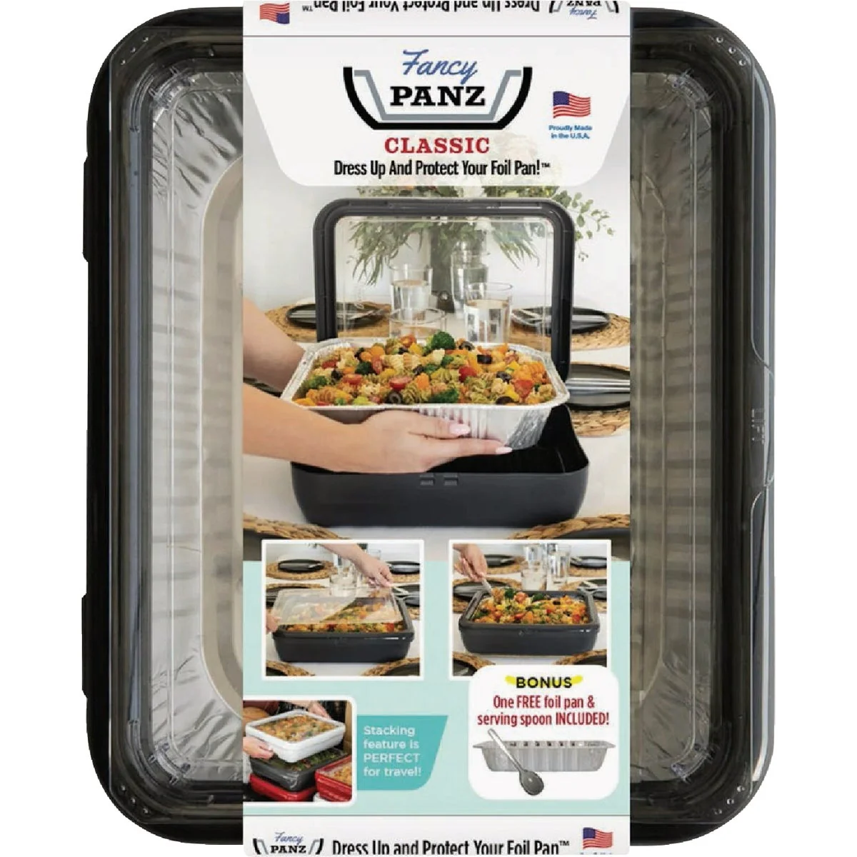 Original Design Fancy Panz Classic Charcoal Baking Carrier with Foil Pan and Serving Spoon High-Performance