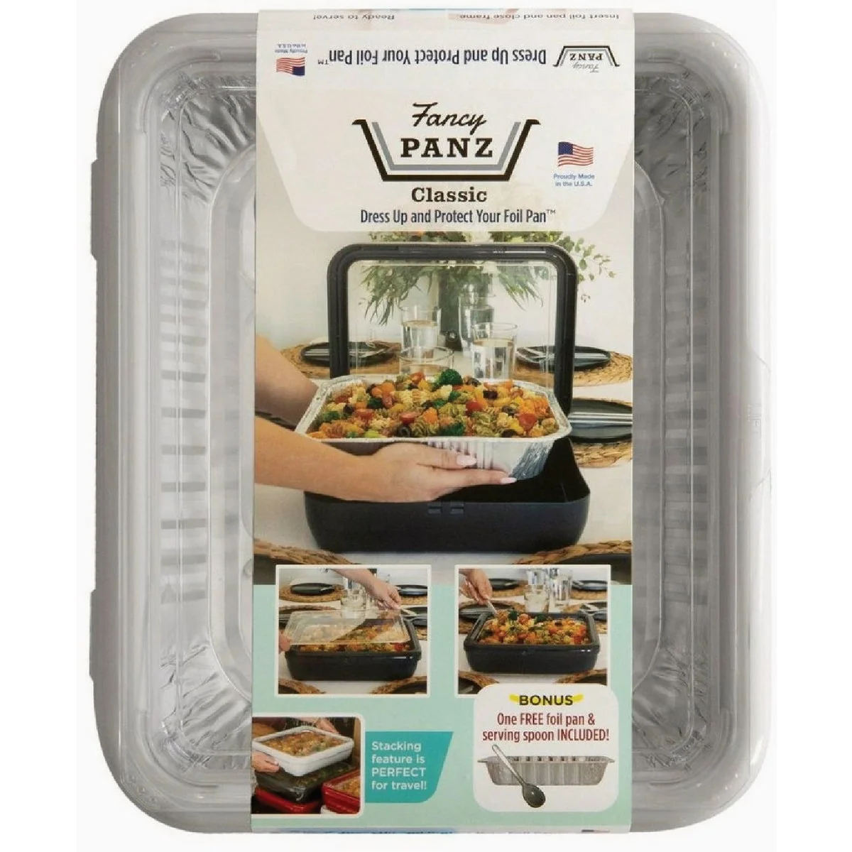 Natural Fancy Panz Classic White Baking Carrier with Foil Pan and Serving Spoon Unique
