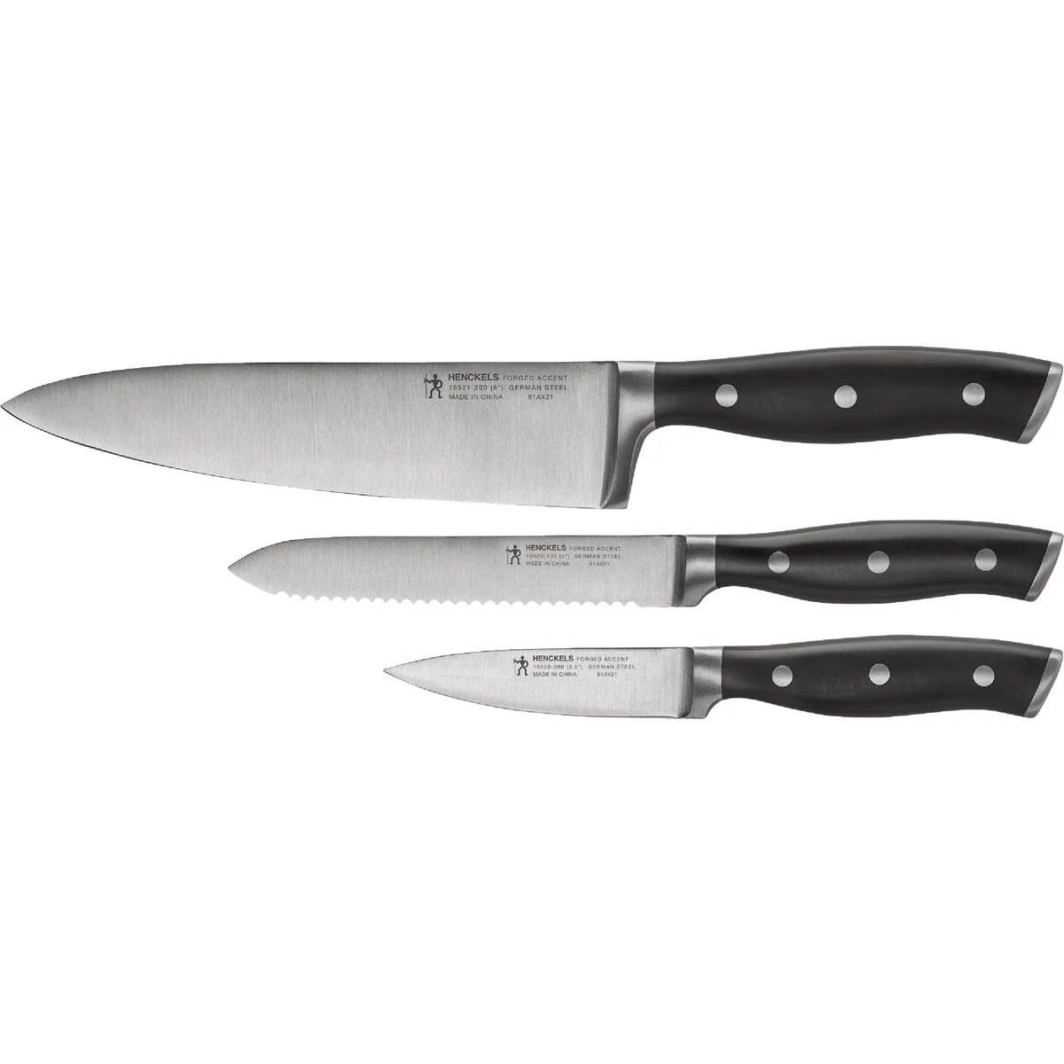 Superior J. A. Henckels International Forged Accent 3-Piece Chef Knife Set Fine Crafted