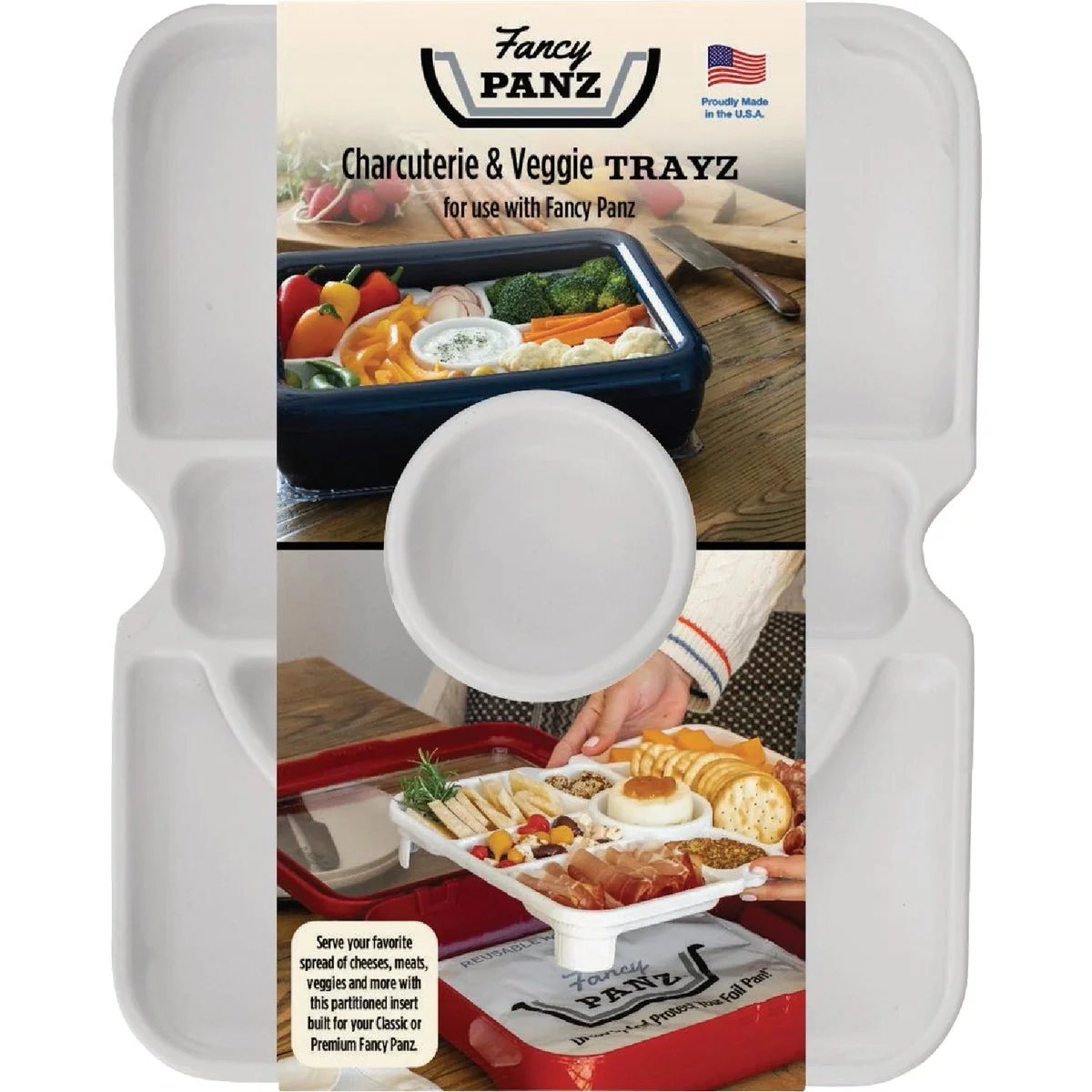 Luxury Fancy Panz White Charcuterie Veggie Trayz Insert Long-Lasting