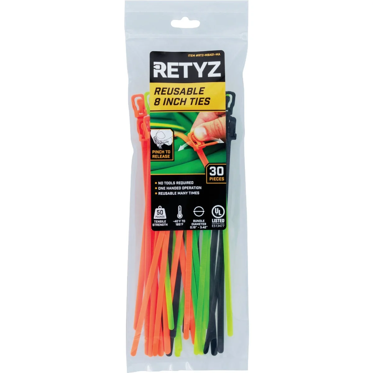 First-Class RETYZ EveryTie 8 In. Combo Pack Releasable Tie 30-Pack Luxury