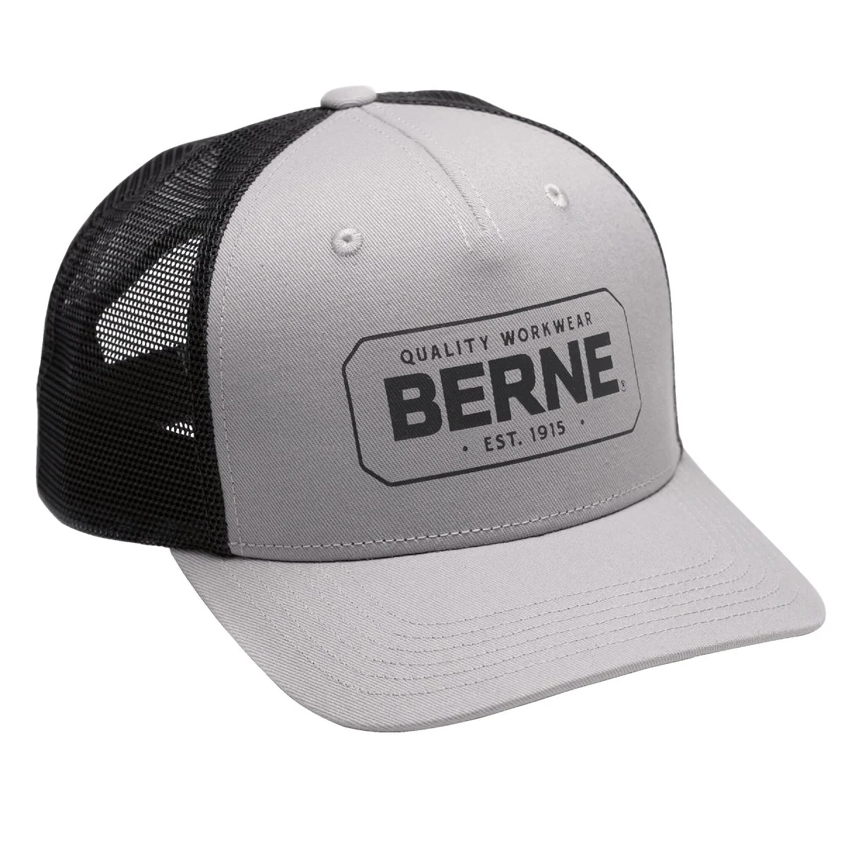 Responsible Berne Gray Badge Logo Trucker Cap Exclusive