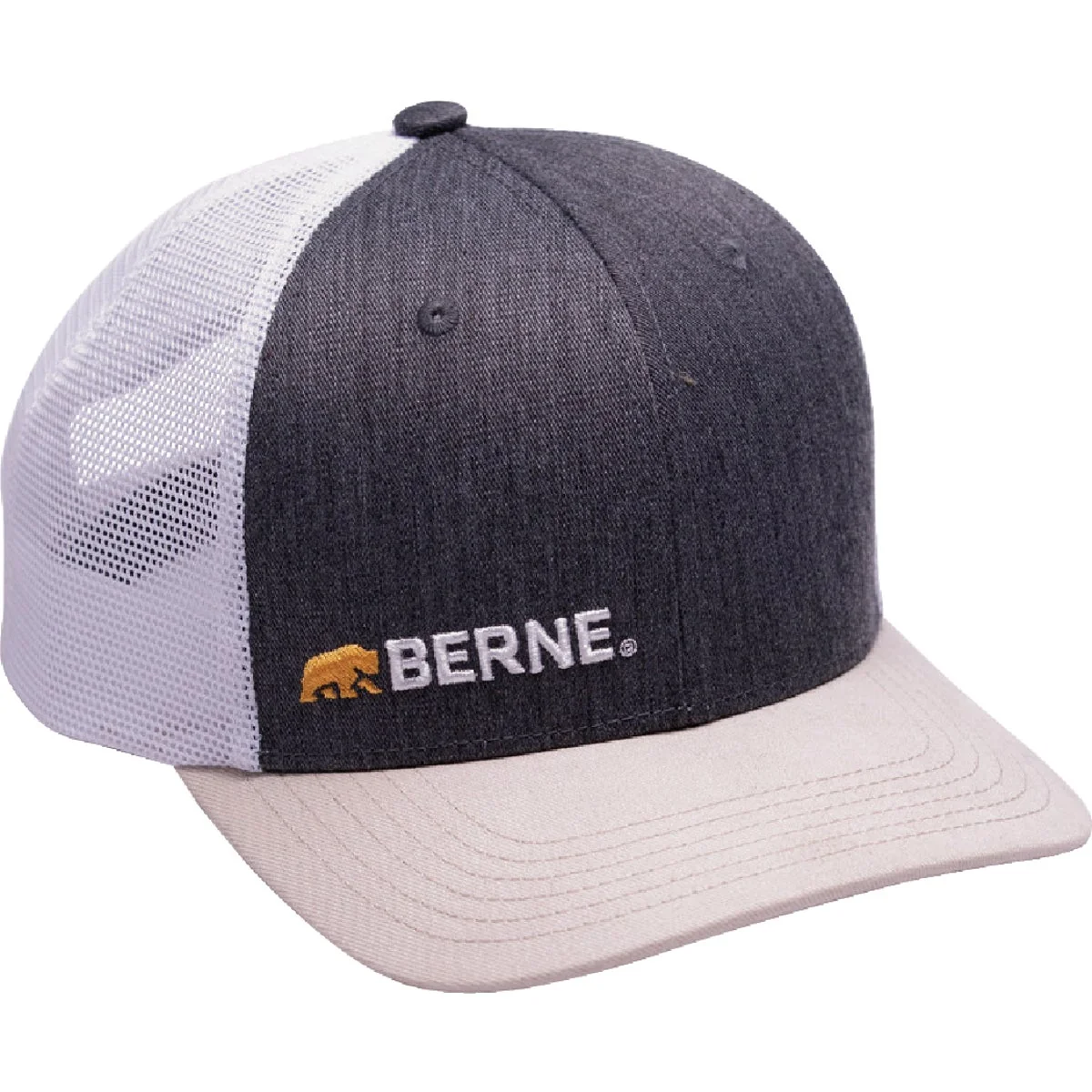 Reliable Berne Charcoal Heather Offset Logo Mesh-Back Cap Official