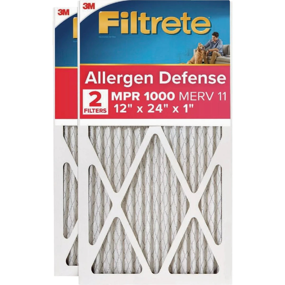 Original 3M Filtrete Allergen Defense 12 In. x 24 In. x 1 In. Electrostatic Air Conditioner Filter Original Design