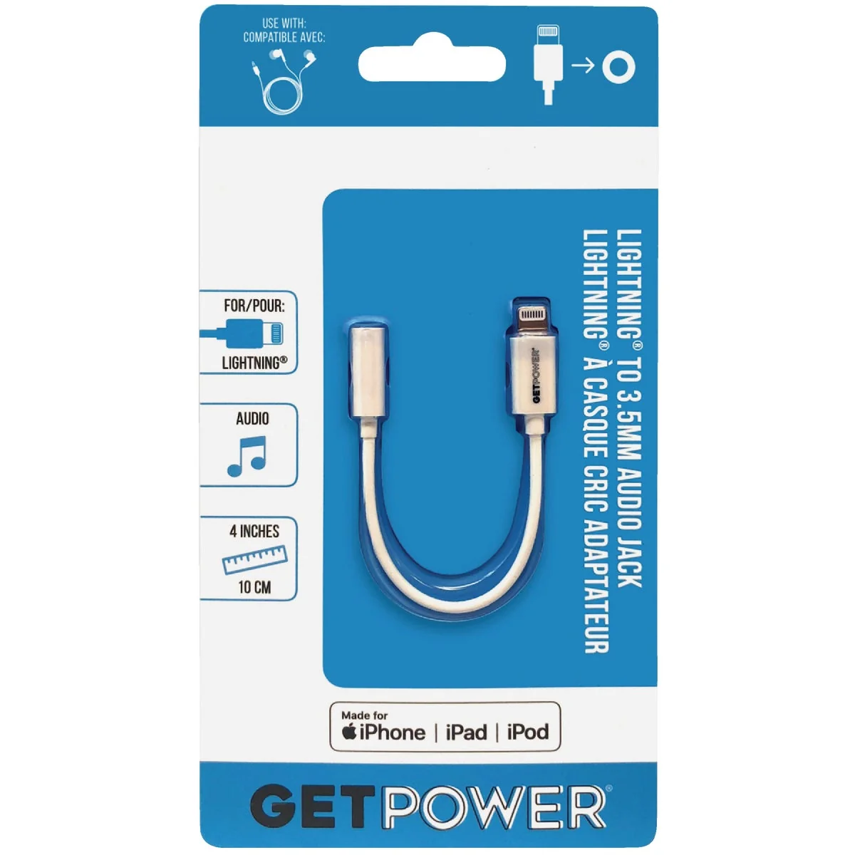 Premium GetPower Lightning to 3.5mm White Audio Jack Adapter Proven