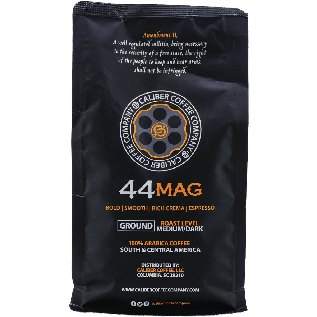 Exceptional Caliber Coffee .44 Mag Ground Espresso Roast 12 Oz. Bag Recyclable