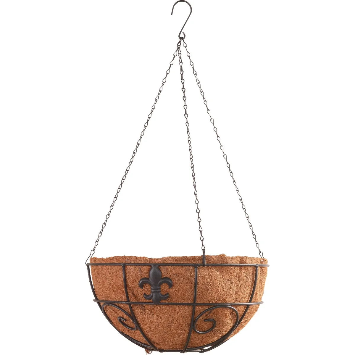 Reusable American Gardenworks Lafayette 14 In. Steel Black Powder Coat Hanging Basket with Coco Liner Healthy