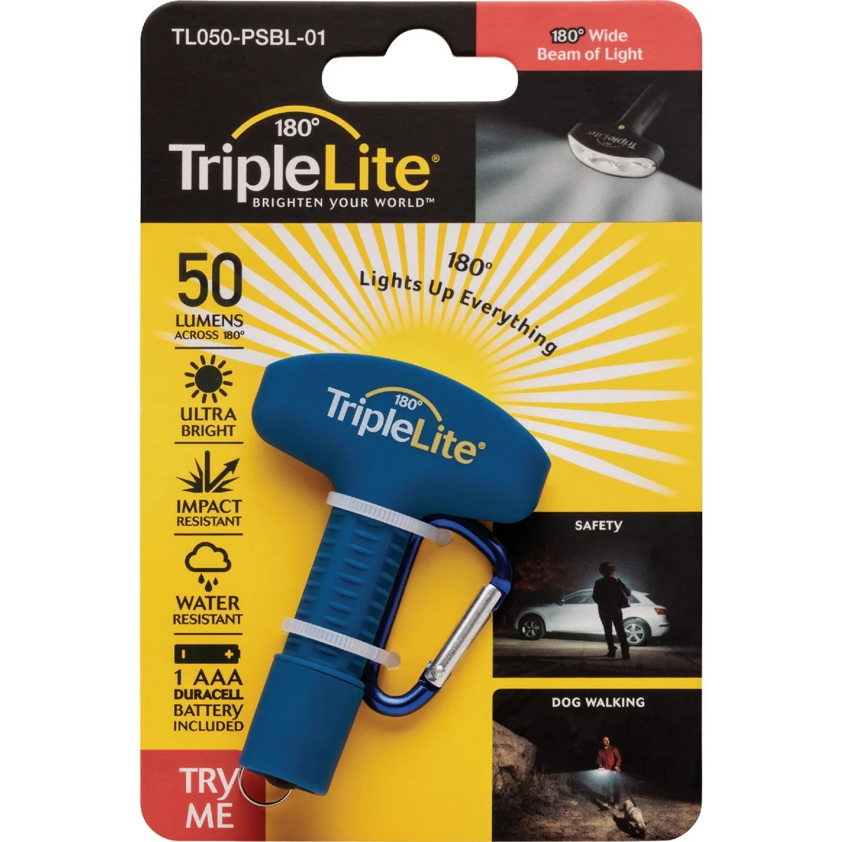 Contemporary TripleLite 50 Lm. Blue 180 Deg Mini LED Flashlight with Carabiner Expertly Made