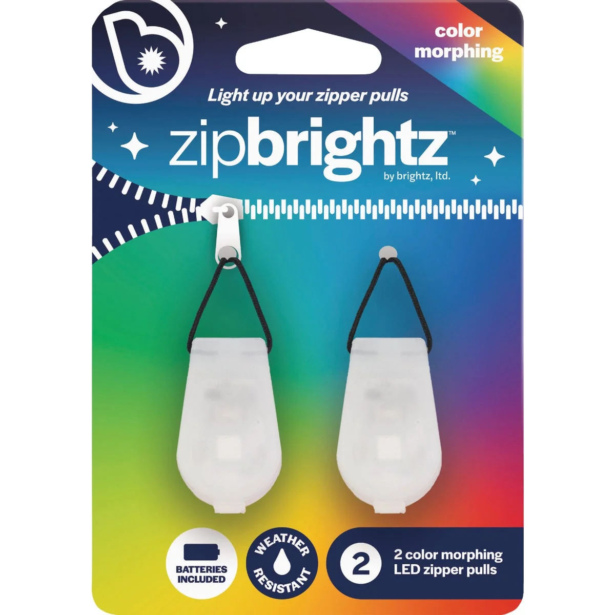 Authentic Zipbrightz LED Color Morphing Zipper Charms 2-Pack Exceptional