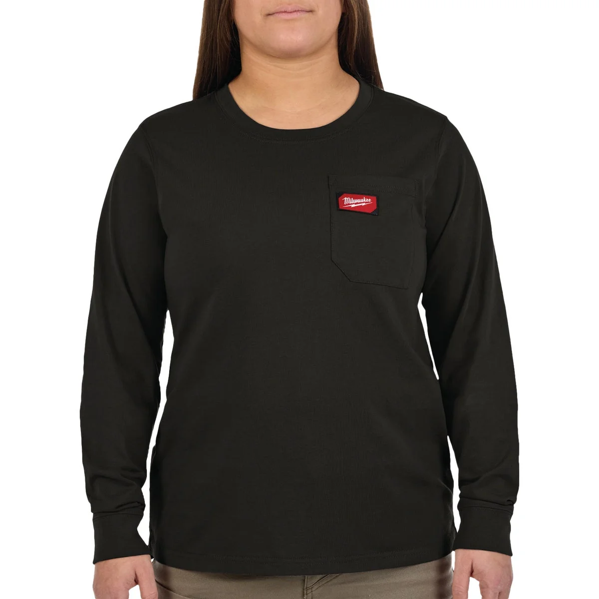 Artisan Milwaukee GRIDIRON Women's Large Black Long Sleeve Pocket T-Shirt Premium Material