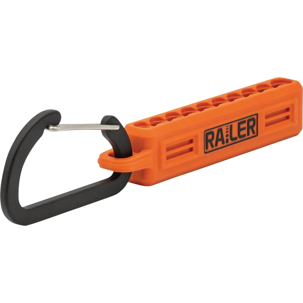 Stylish Railer 10-Hole Bitrail Orange Bit Holder Storage Organizer with Carabiner Minimalist