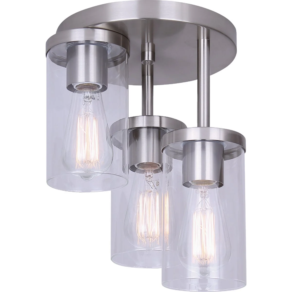 Innovative Canarm Britton 3-Light Brushed Nickel Semi-Flush Mount Ceiling Light Fixture Reusable