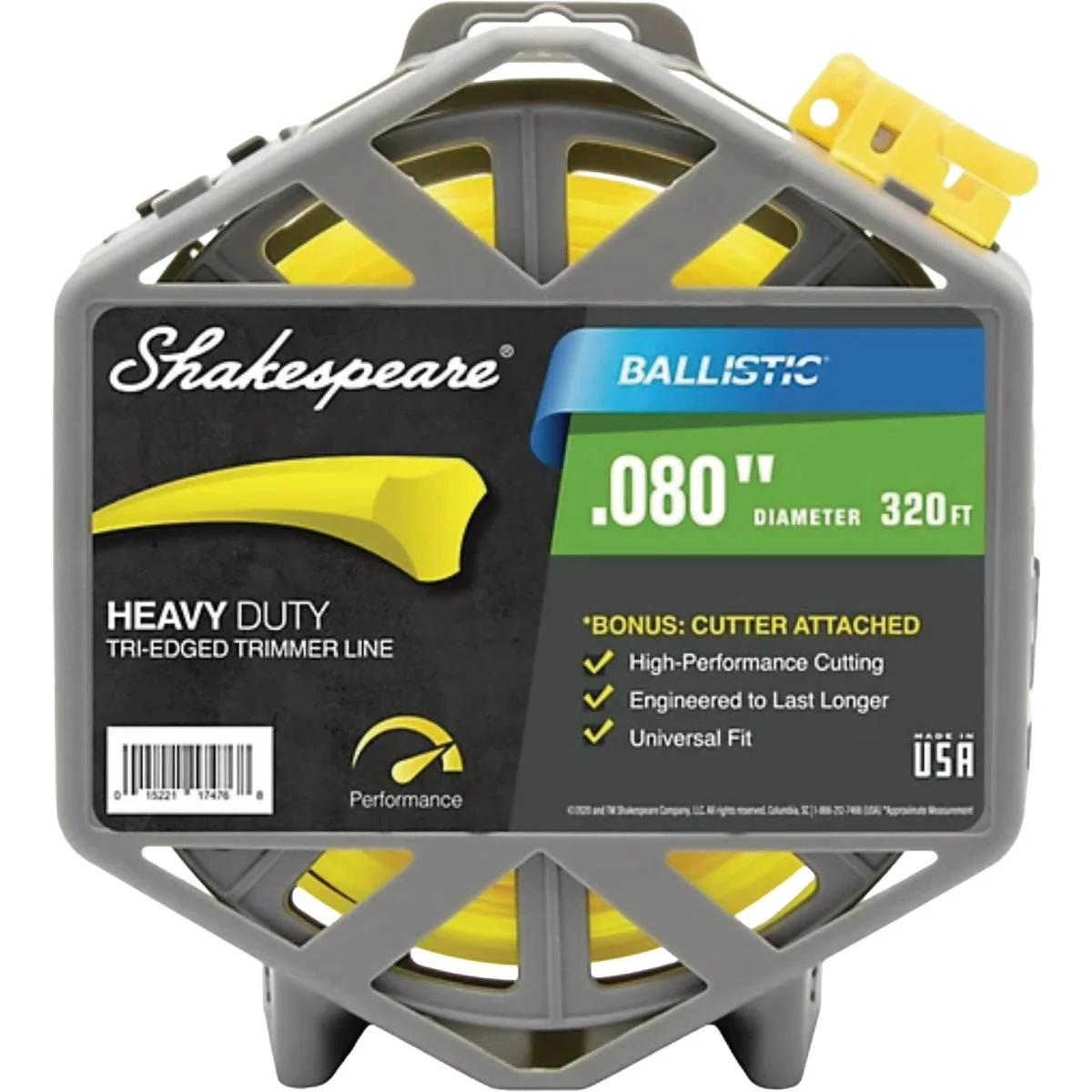 Quality Shakespeare Ballistic 0.080 In. x 320 Ft. Tri-Edged Trimmer Line with Cutter Artisan