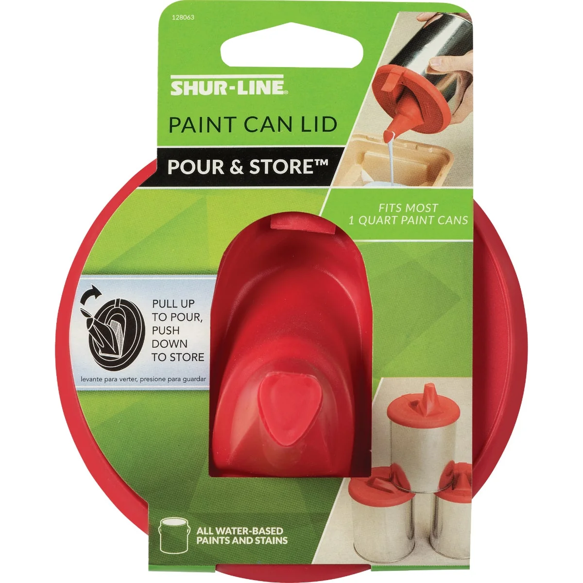 Dependable Shur-Line Store Pour Lid for 1 Qt. Can Red Enhanced