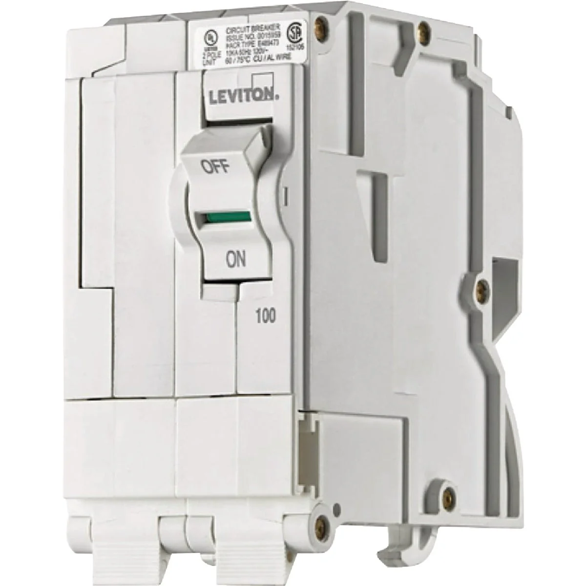 Dependable Leviton 100A Double-Pole Plug-On Standard Branch Thermal Magnetic Trip Circuit Breaker Luxury