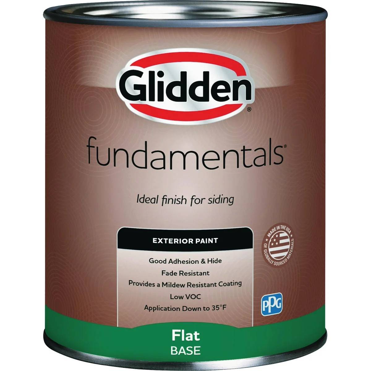 Selected Glidden Fundamentals Exterior Paint Flat White Pastel Base Quart Green