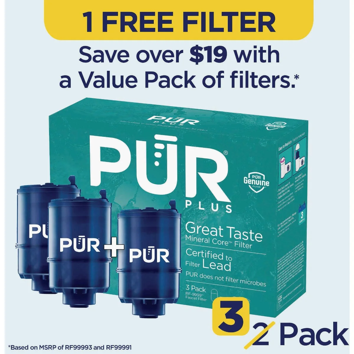 Genuine Pur Plus Faucet Filter 3-Pack Outstanding