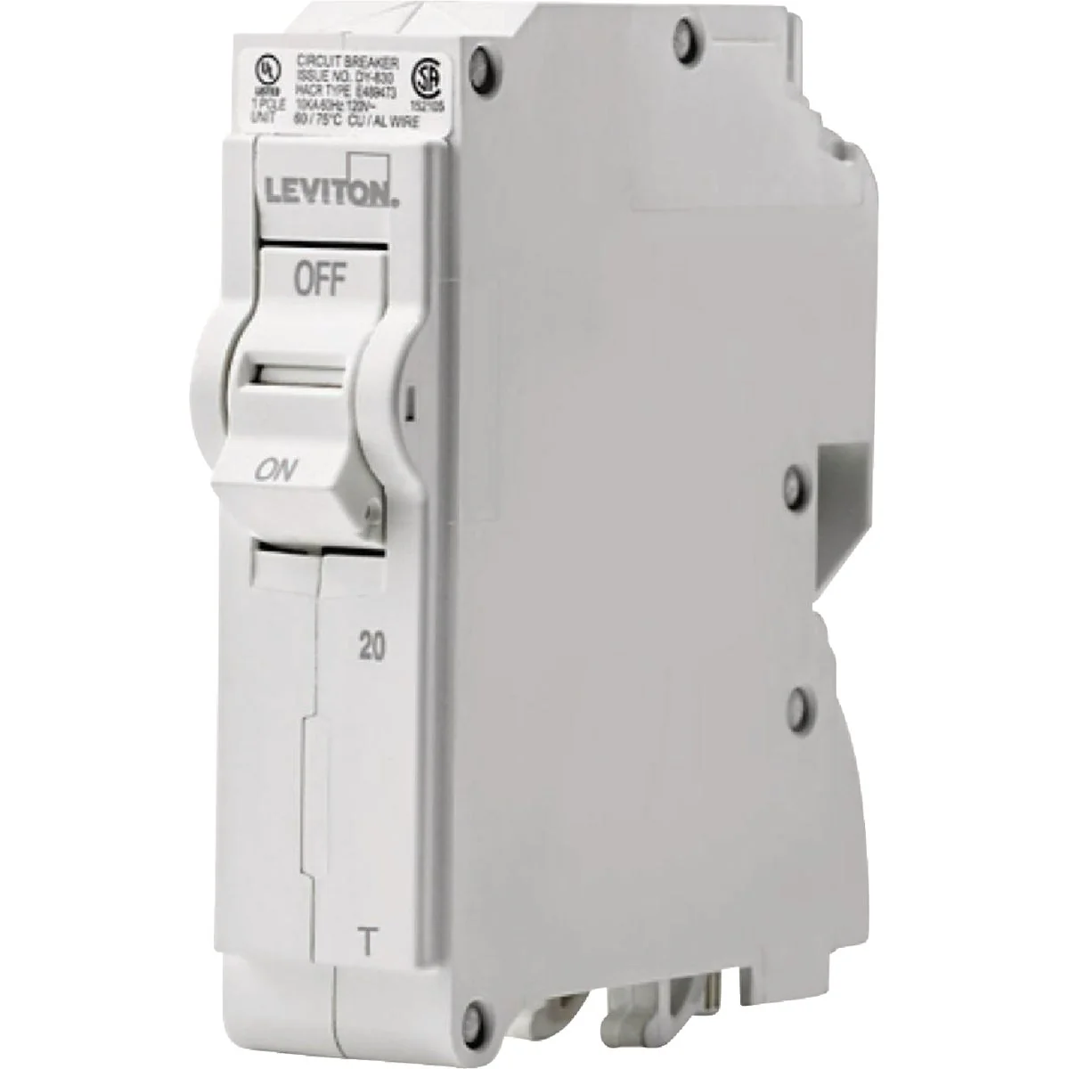 Fine Leviton 20A Single-Pole Plug-On Standard Branch Thermal Magnetic Trip Circuit Breaker Unique