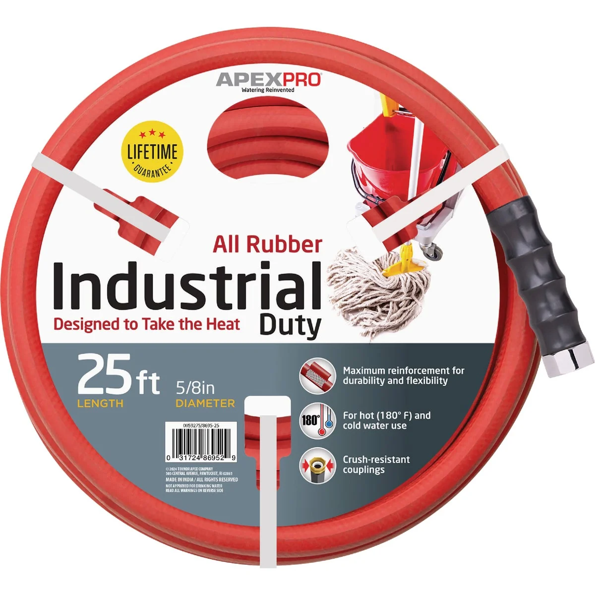 Minimalist Apex PRO 5 8 In. x 25 Ft. Red Rubber Hot Water Garden Hose Premium