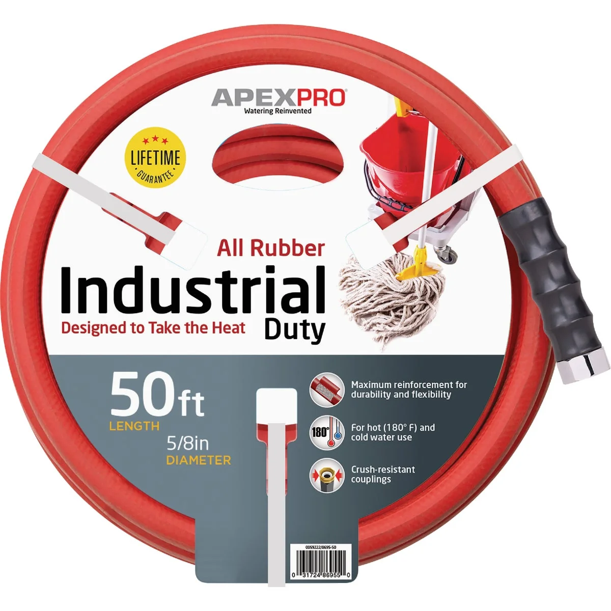 Functional Apex PRO 5 8 In. x 50 Ft. Red Rubber Hot Water Garden Hose Lightweight