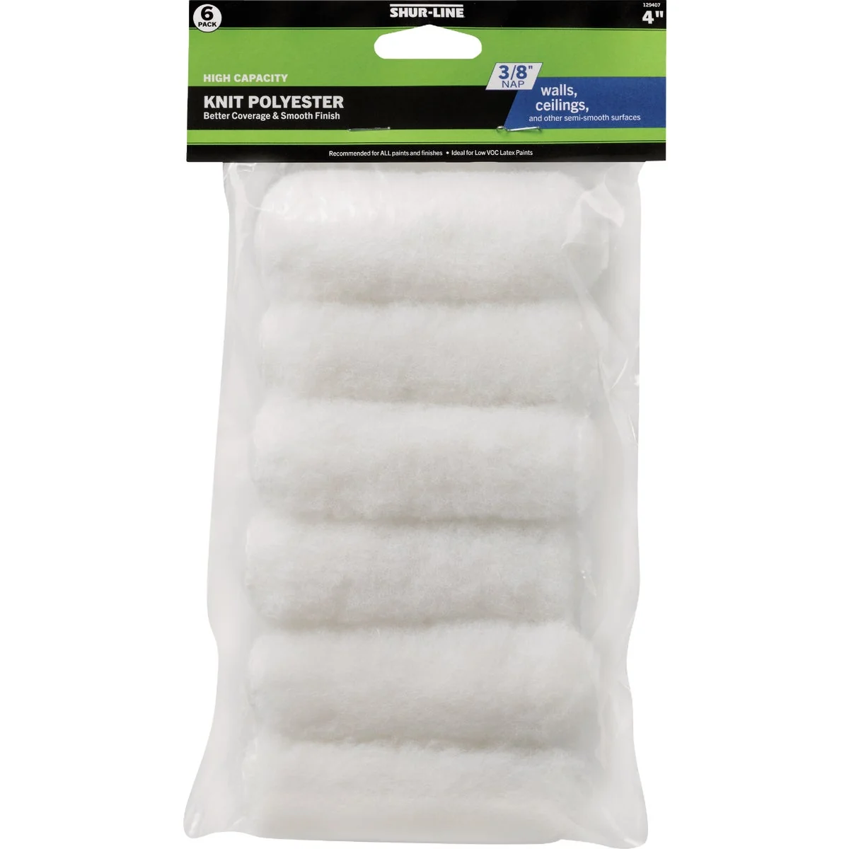 Natural Shur-Line Better 4 In. x 3 8 In. Knit Roller Cover 6-Pack Green