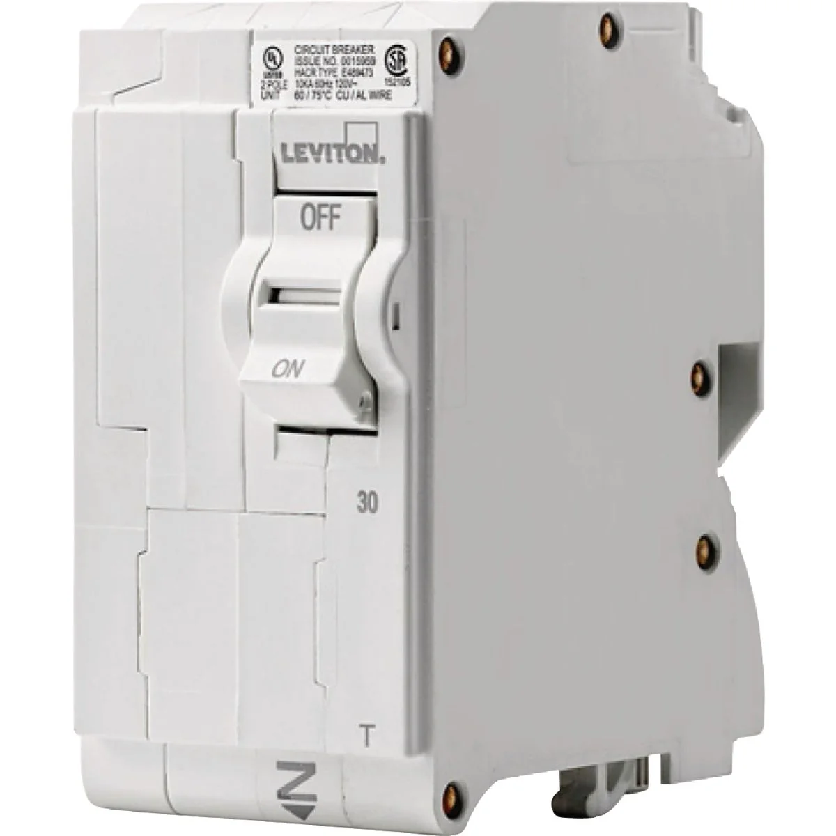 Comfortable Leviton 30A Double-Pole Plug-On Standard Branch Thermal Magnetic Trip Circuit Breaker Sophisticated