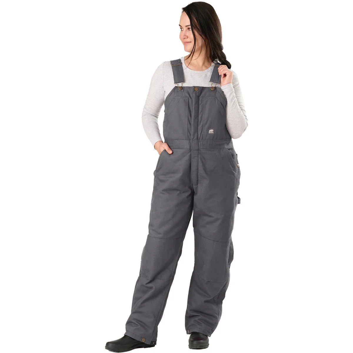 Prestigious Berne Women's Large Titanium Softstone Duck Insulated Bib Overall Exceptional