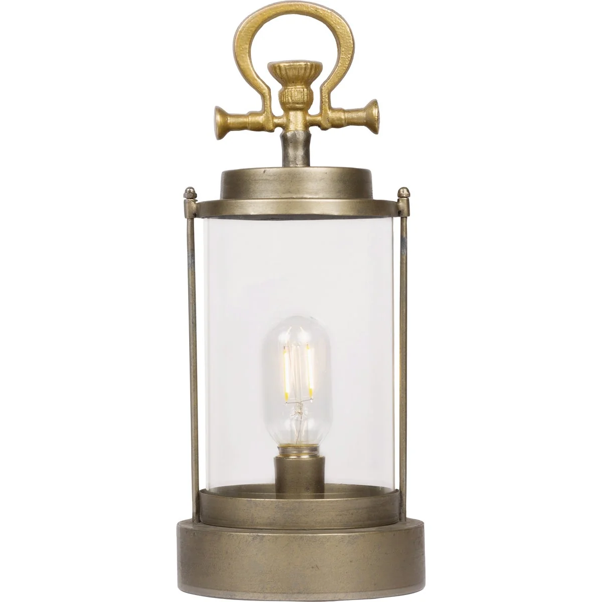 High-End Alpine 15 In. H. Warm White LED Vintage Metal Glass Lantern Healthy