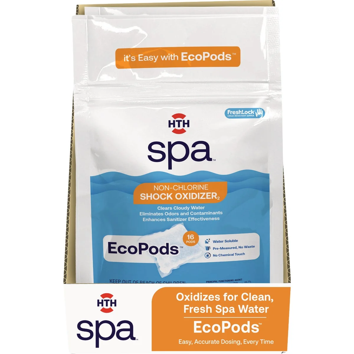 Genuine HTH Spa Non Chlorine Shock Oxidizer EcoPods 4-Pack Secure