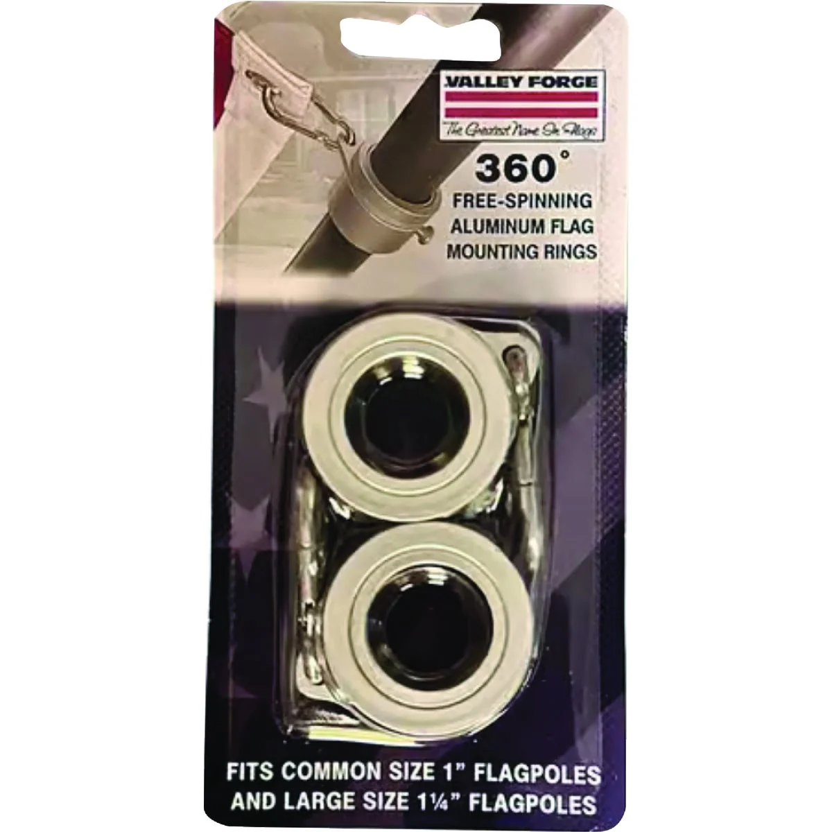 Crafted Valley Forge 1 in. Brushed Aluminum Flag Mounting Ring 2-Pack Specialty
