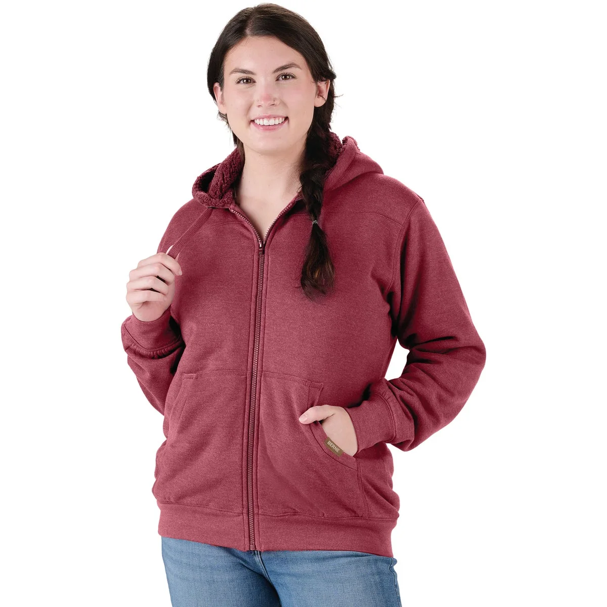 Carefully Designed Berne Women's Large Sangria Sherpa-Lined Full-Zip Hooded Sweatshirt Durable