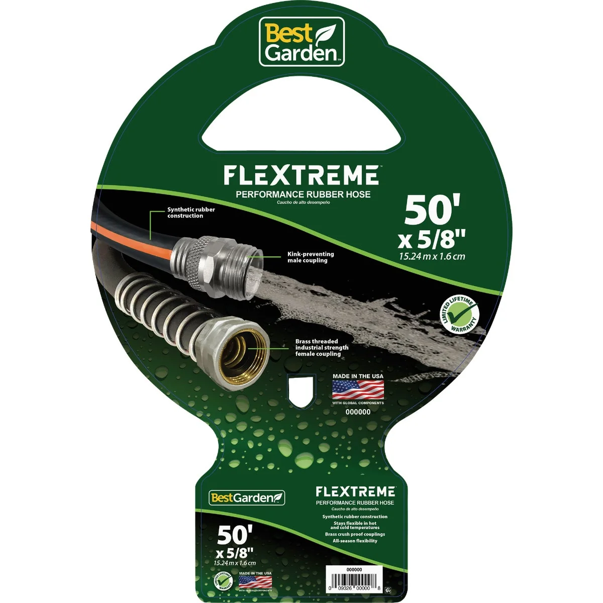 Classic Garden Flextreme 5 8 In. x 50 Ft. Heavy Duty Hot Water Performance Rubber Hose High-Quality