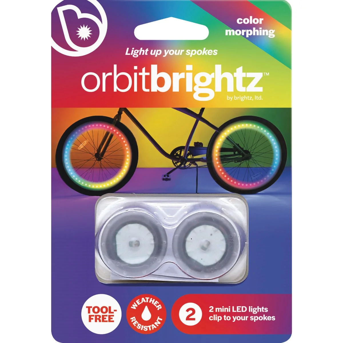 Trendy Orbitbrightz LED Color Morphing Bicycle Spoke Lights 2-Pack Efficient