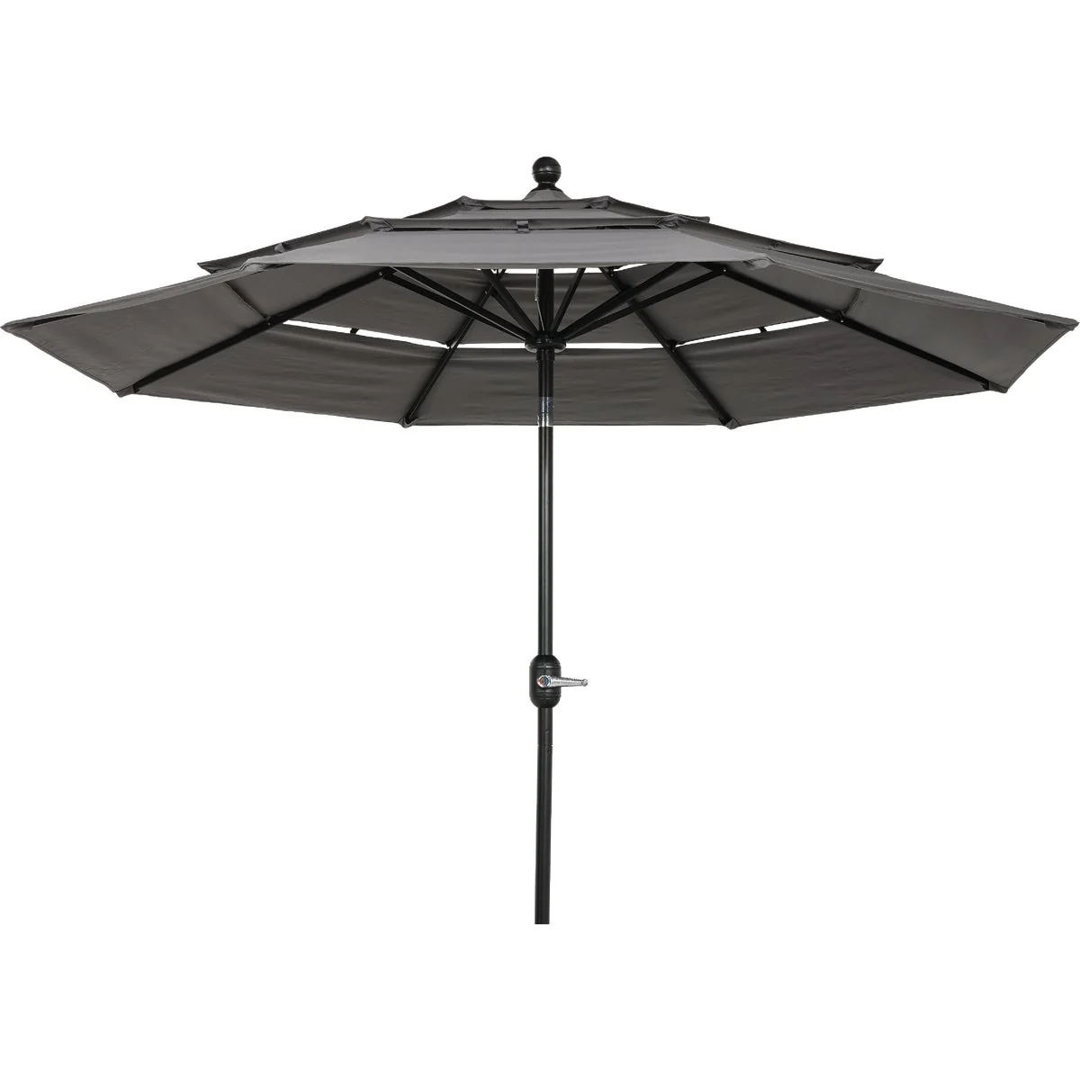 Refined 9 Ft. 3-Tier Tilt Crank Smoke Gray Patio Umbrella - PFAS Recyclable