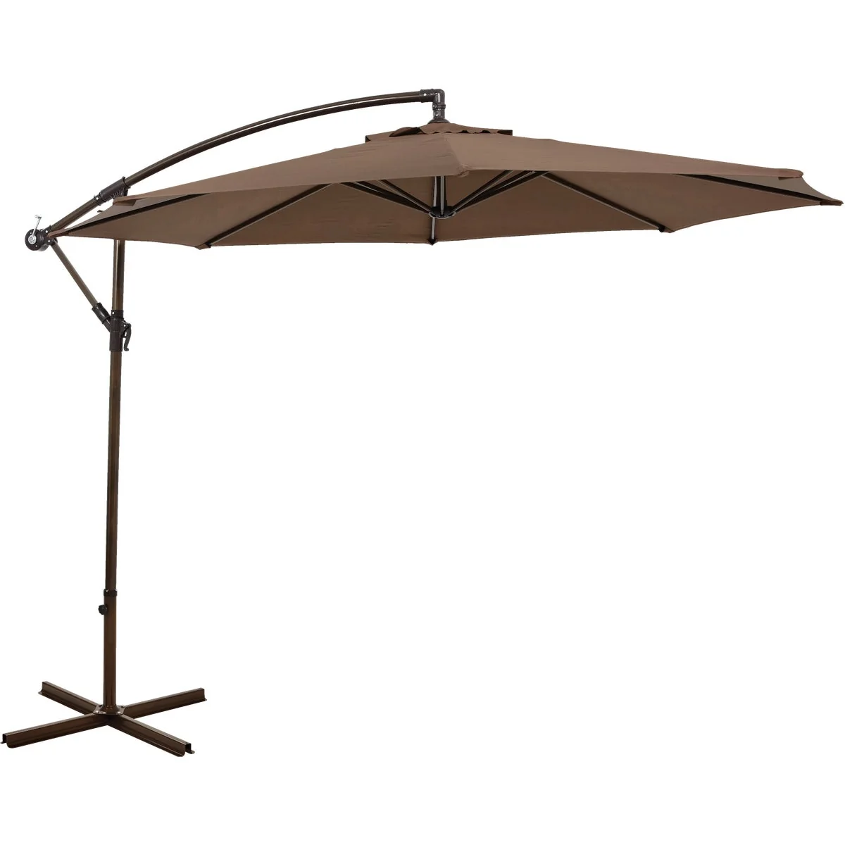 Lightweight 10 Ft. Round Steel Offset Brown Patio Umbrella - PFAS Healthy