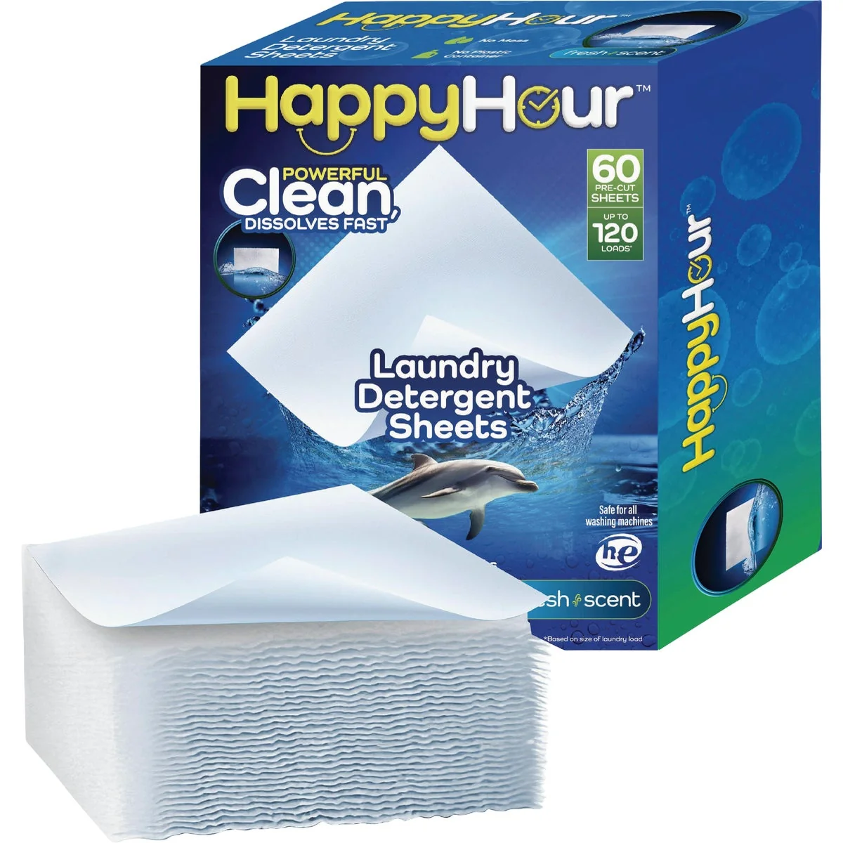 Professional Happy Hour Laundry Detergent Sheets Fresh Scent 60-Ct. Smart