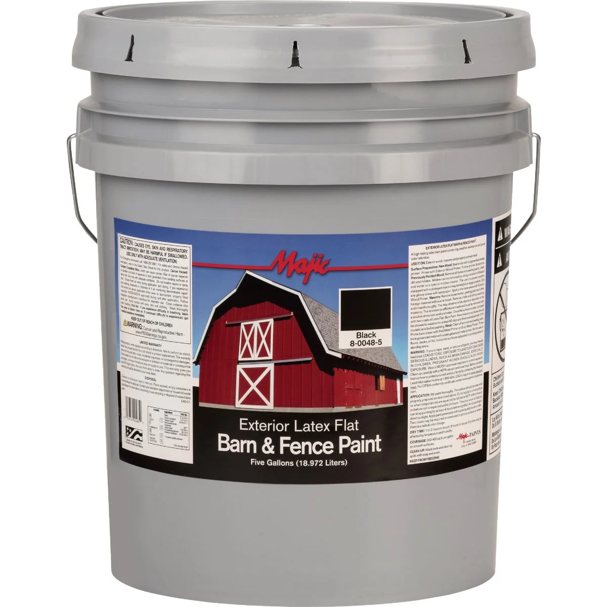 Quality MAJIC Barn Fence Exterior Latex Flat Paint Black 5 Gal. Expertly Made