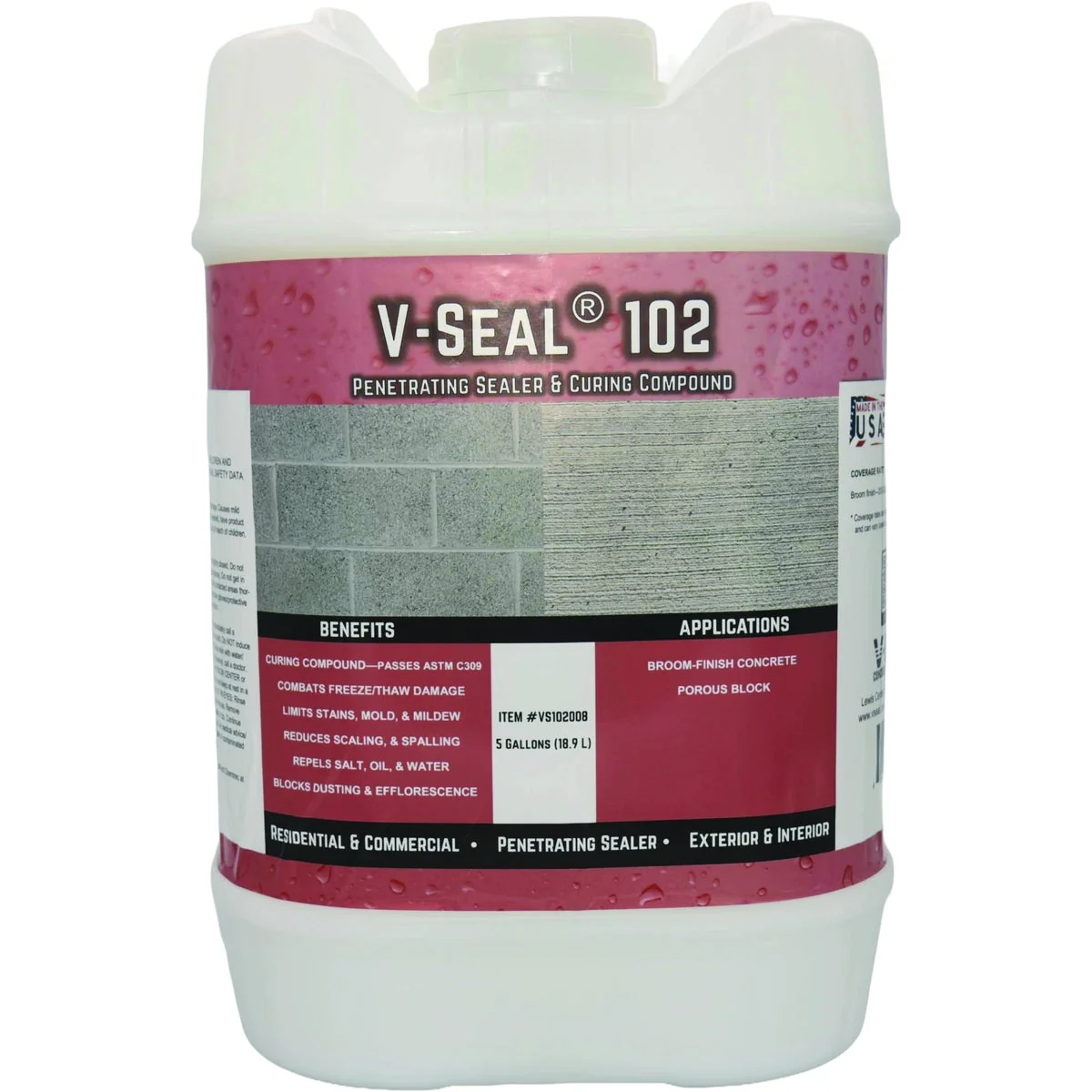 Premium V-Seal 102 Penetrating Sealer Curing Compound 5 Gal. Sustainable