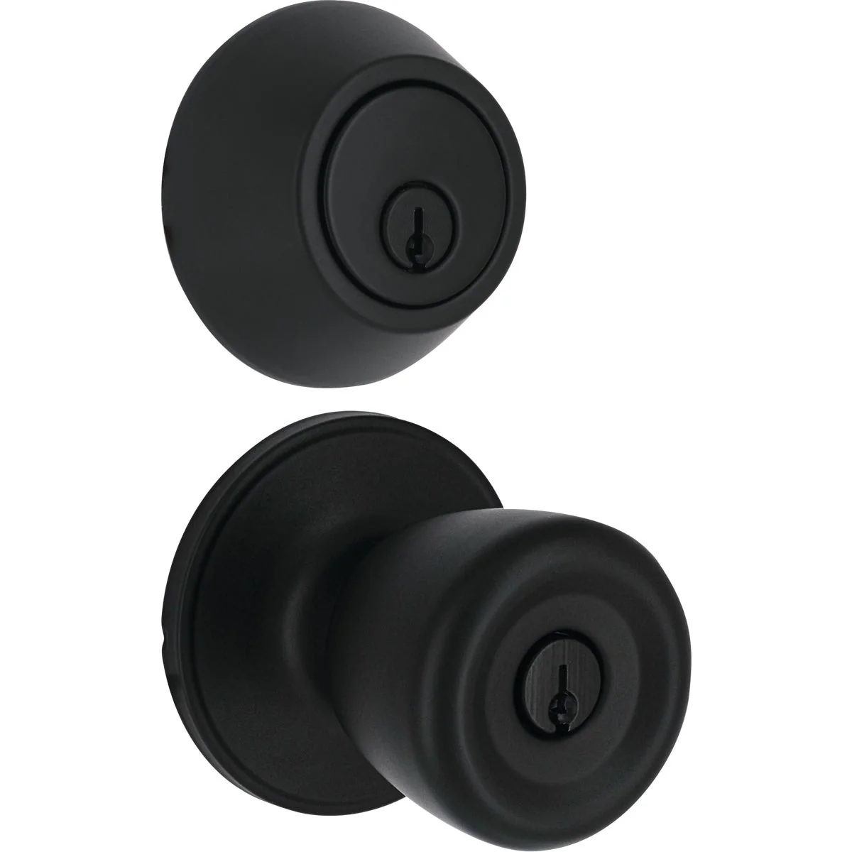 Superior Steel Pro Matte Black Tulip 1-Cylinder Deadbolt Door Knob Entry Combo Traditional