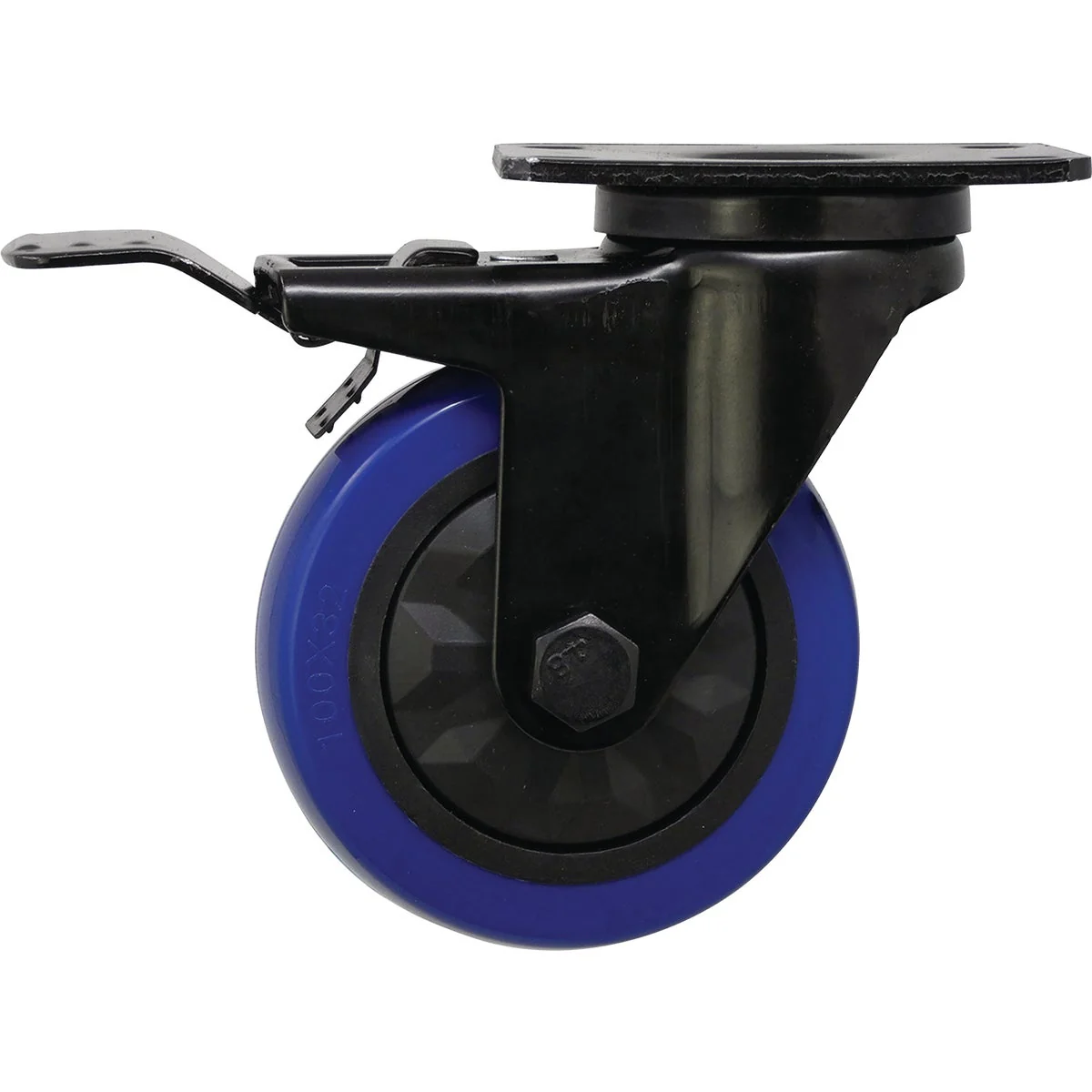 Modern Shepherd Hardware 4 In. Blue Diamond TPU Swivel Plater Caster with Brake Convenient