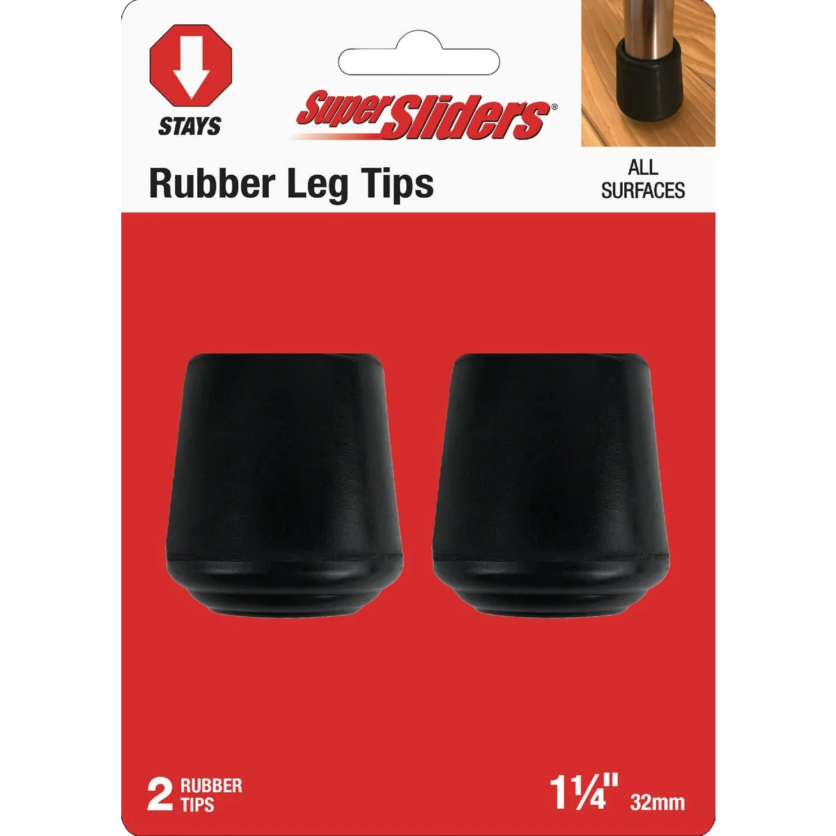 Expertly Made Super Sliders 1-1 4 In. Black Rubber Furniture Leg Tip 2-Pack Healthy