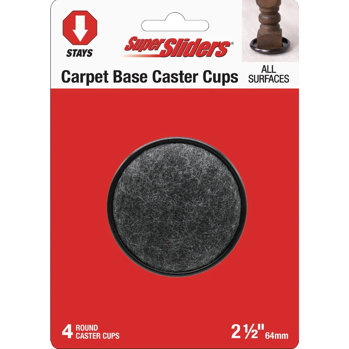 Efficient Super Sliders 2-1 2 In. Round Furniture Leg Cup 4-Pack Responsible