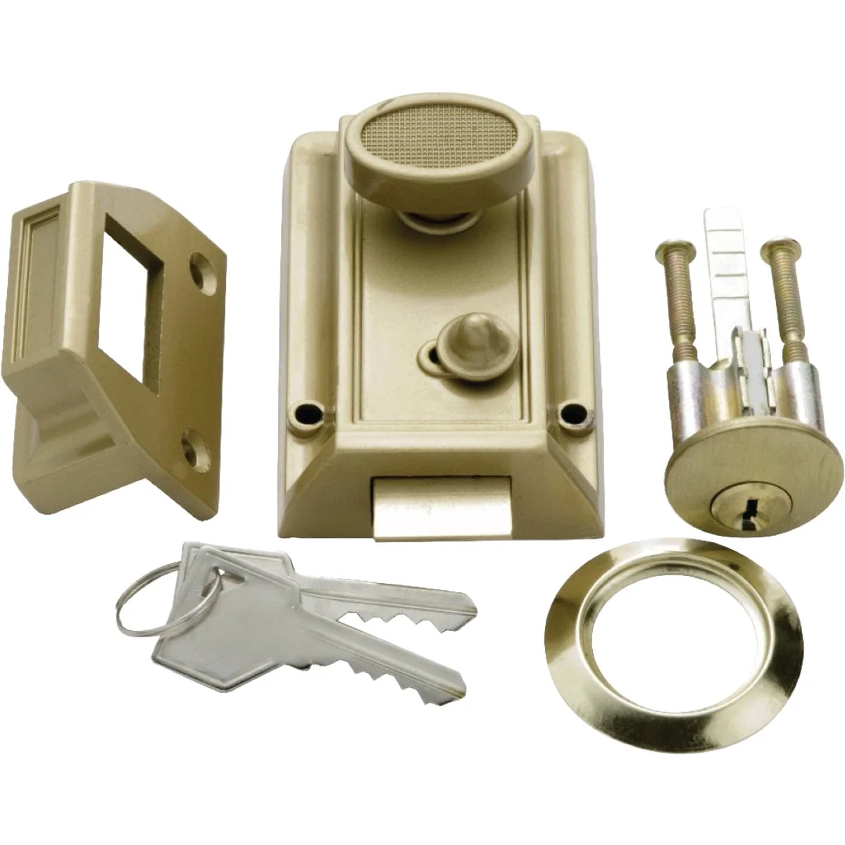 Fast First Watch Security Brass Night Latch with Locking Cylinder Quality