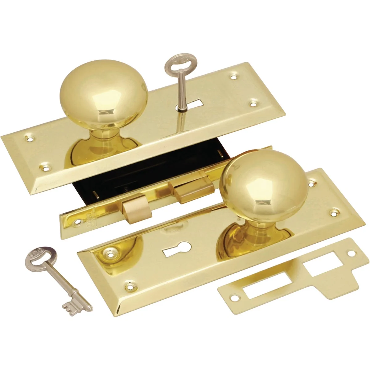 Pure First Watch Security Brass Keyed Mortise Entry Lock Set with Brass Knob Selected
