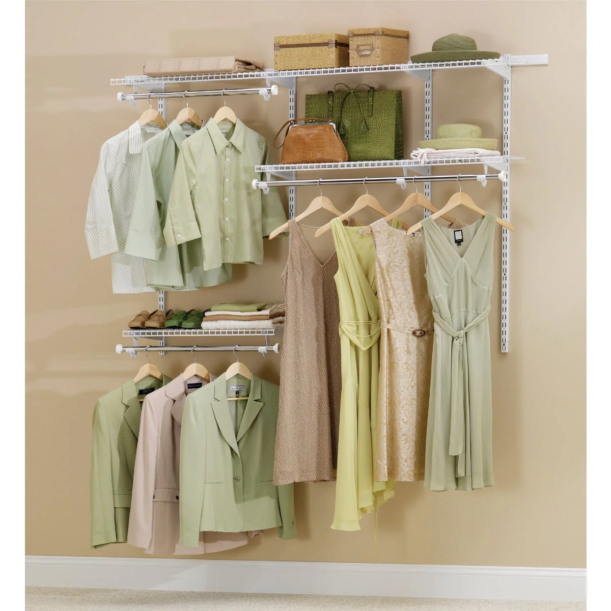Sustainable Rubbermaid Configurations 3 Ft. to 6 Ft. No-Cut Adjustable Closet Kit Advanced