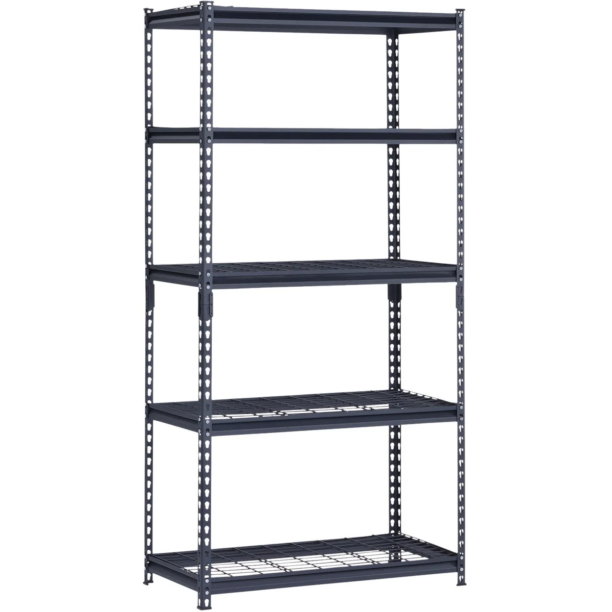 Fine Muscle Rack 36 In. x 18 In. x 72 In. 5-Tier Black Shelving Unit with Wire Shelf Natural
