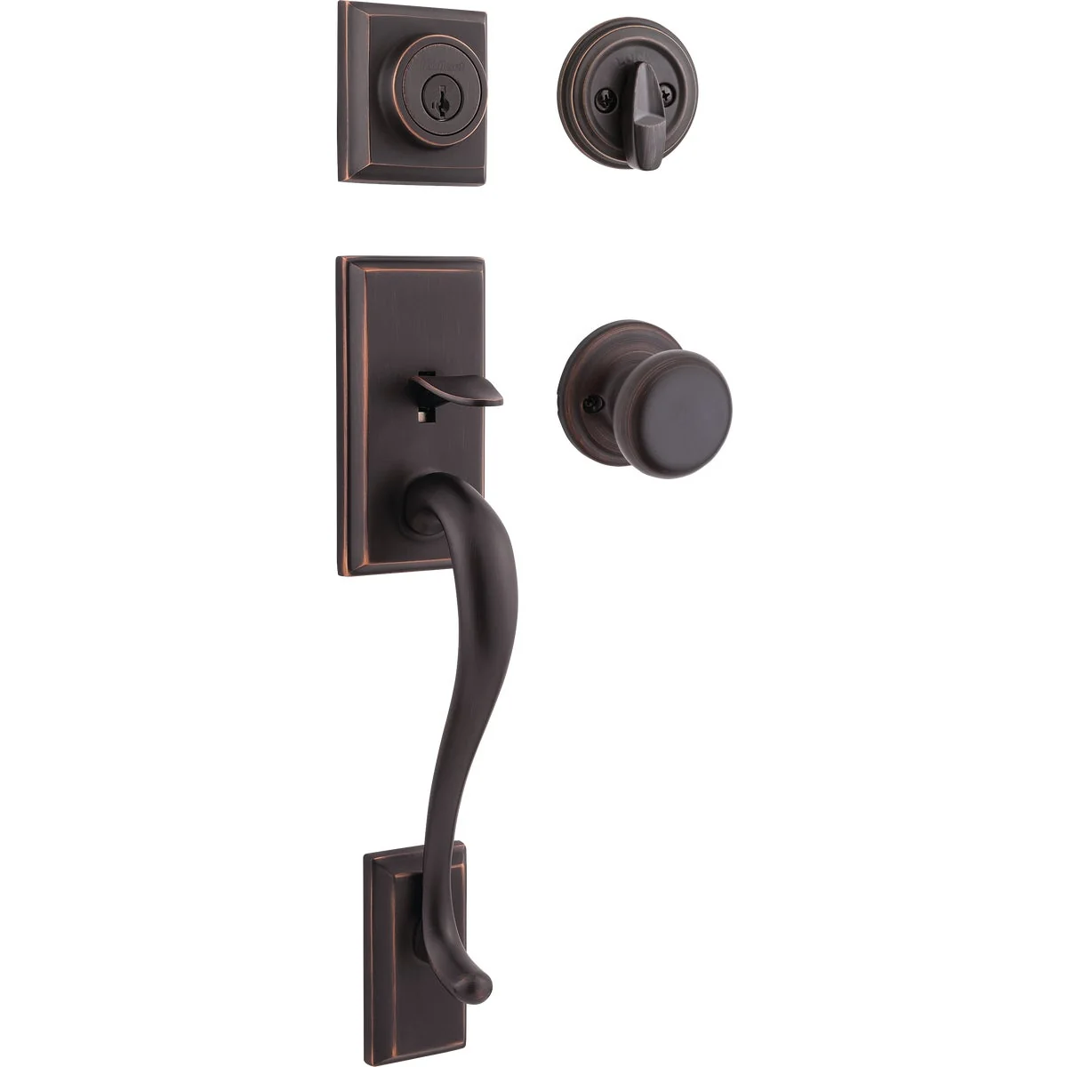 Soft Kwikset SmartKey Venetian Bronze Hawthorne Entry Door Handleset with Juno Knob Refined