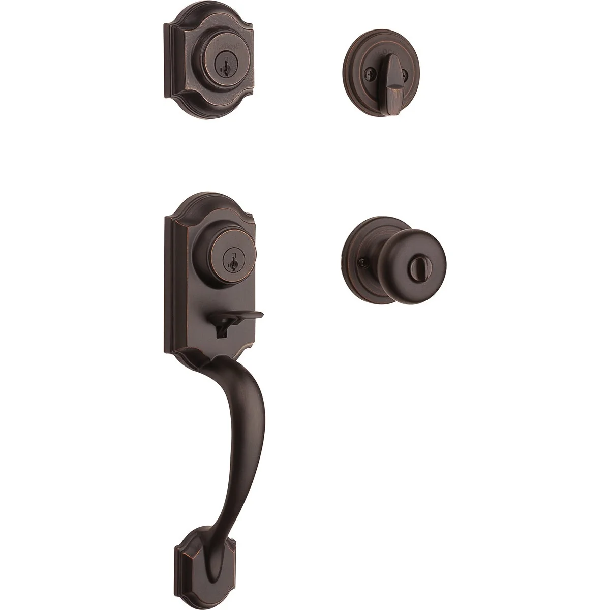 Fine Kwikset SmartKey Venetian Bronze Montera Entry Door Handleset with Juno Knob Reliable