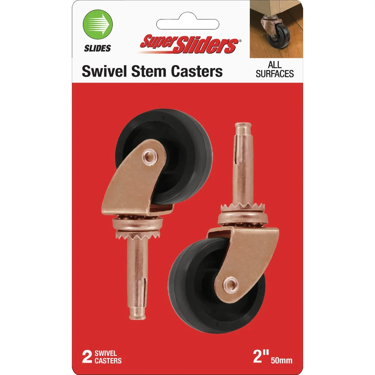 Unique Super Sliders 2 In. Rubber Stem Caster 2-Pack Fast